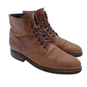 Thursday Boots Captain Boots Mens Size 9 Brown Leather Cap Toe Lace Up Everyday